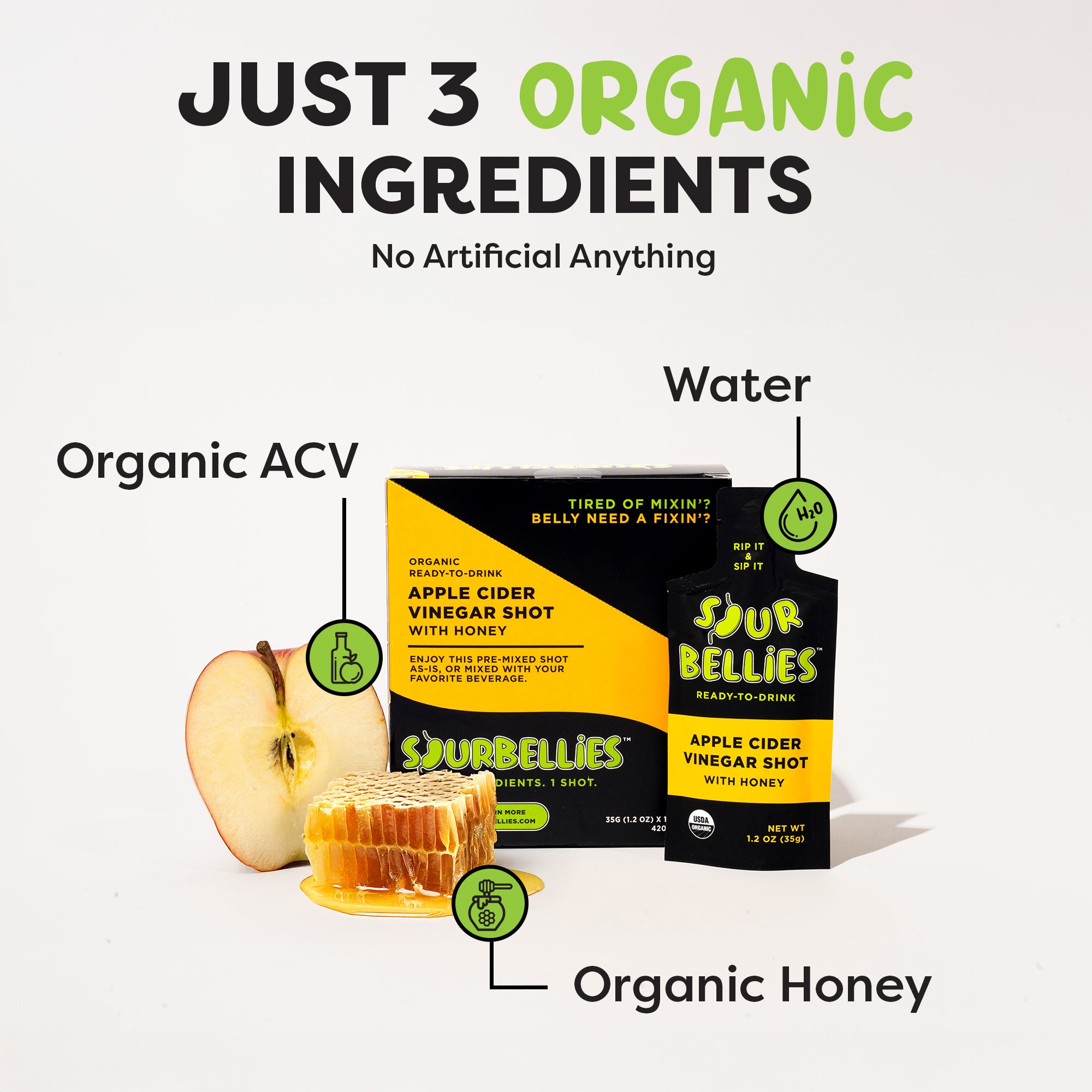 Sourbellies Apple Cider Vinegar Shots - 12 pack